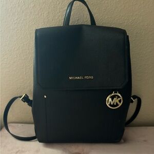 Michael Kors black leather backpack